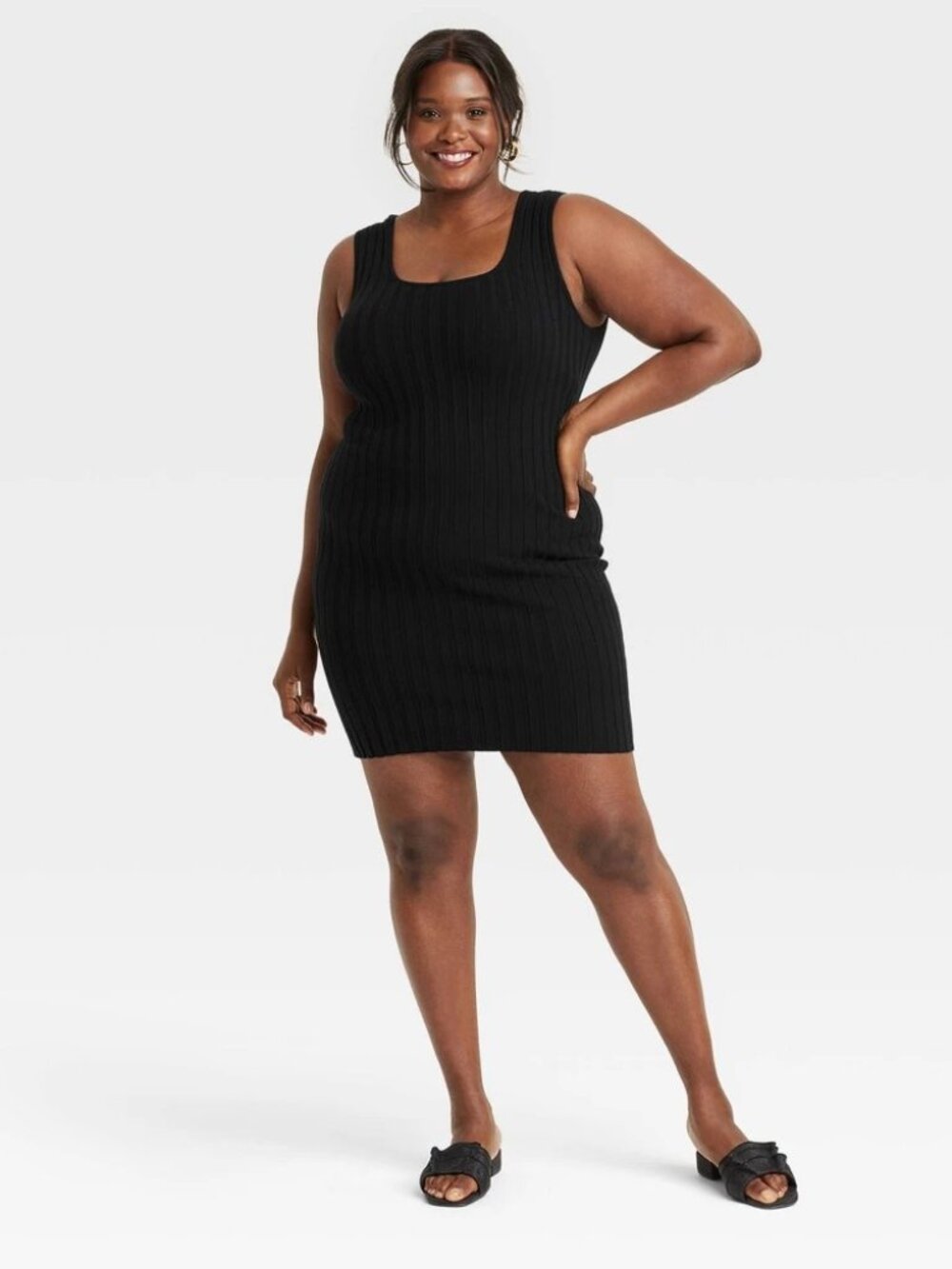 A New Day Black Tank Mini Sweater Dress Sleeveless Pullover Dress Size 1X NWT